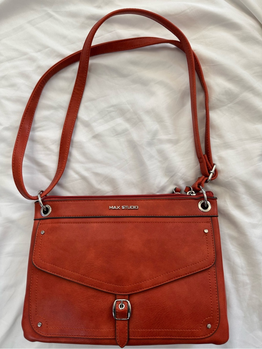 Max Studio Burnt Orange Leather Crossbody Bag